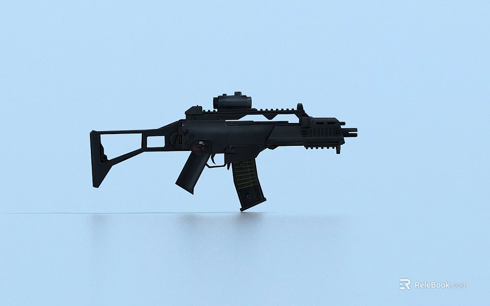 Modern black assault rifle with scope rail magazine and tactical stock 3d model 
