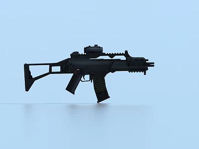 Modern black assault rifle with scope rail magazine and tactical stock 3d model