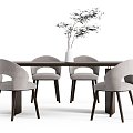 Modern Dining Table and Chair Long Dining Table Dining Chair Ornaments 3d model