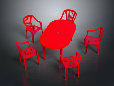 Red Plastic Stools with Curved Backrest Modern Design for Home Kitchen Dining Use 3d model