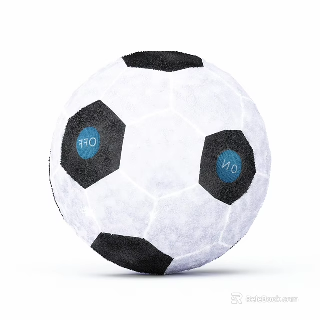 Professional Soccer Ball Sports Equipment With Black White Panels And Blue Labels 3d model 