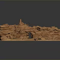 Stone and Wood Natural Landscape Model Featuring Layered Rock and Wooden Details