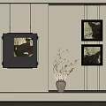 Modern Interior With Black Framed Wall Art And Decorative Vase Arrangement