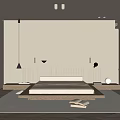 Modern Bedroom Interior Design With Wooden Bed Frame Neutral Tones And White Wardrobe