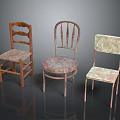 Vintage Furniture Chairs In Different Styles With Distressed Wood And Unique Back Designs