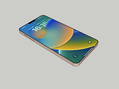 Modern Digital Smartphone With Colorful Gradient Screen And Time 3d model