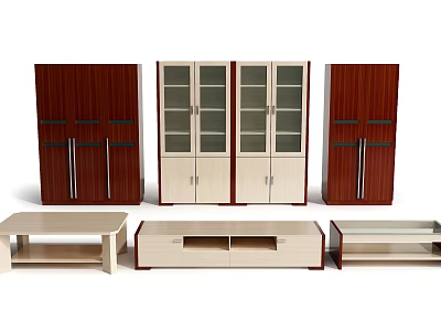 Modern Bookcase Designs With Glass Doors And Wooden Panels For Living Room 3d model