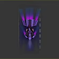 Futuristic Motorcycle With Dynamic Rider And Purple Thrusters Neon Light Effects