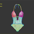 Fashionable One Piece Swimsuit With White Base Colorful Sprinkles Print Halter Neck Deep V Design