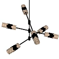 Modern Multi Branch Chandelier Featuring Hexagonal Mesh Shades and Black Metal Frame 3d model