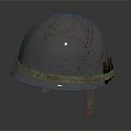 Military Style Combat Helmet With Pastel Purple Gray Camo And Beige Strap Ammo Clips