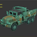 Military Cargo Truck With Green Brown Camouflage Open Bed And 6x6 Wheels