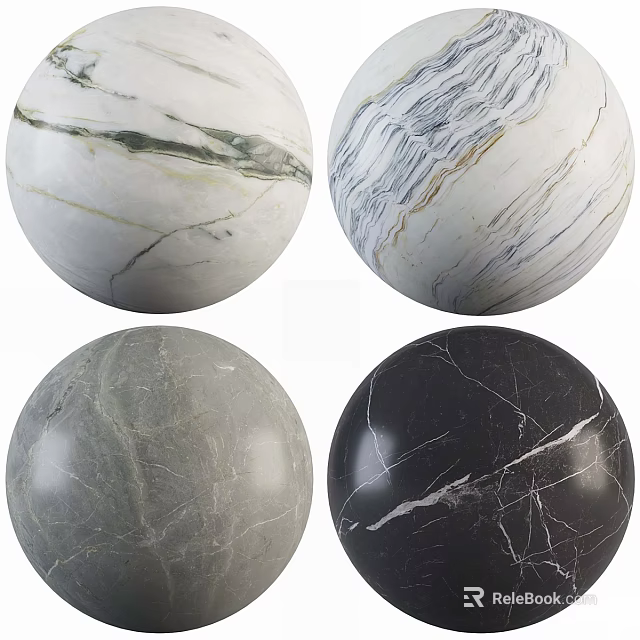 Marble Sphere Components With Various Natural Veined Patterns And Textures 3d model