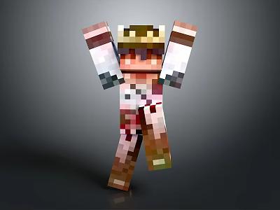 Pixel Art Sculpture Of Minecraft Style Character With 3D Detailed Design 3d model