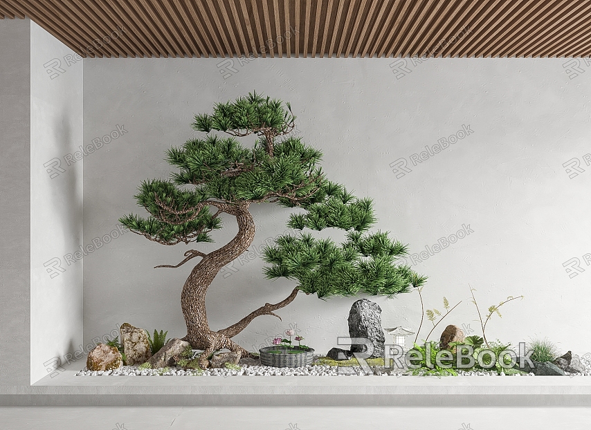 New Chinese style landscape sketch interior landscape landscaping courtyard landscape sketch landscape tree model