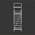 White Wheeled Metal Ladder With Handrail Steps On Smooth Black Floor Reflection