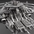 Futuristic 3D Model Of Sci-Fi Mechanical Structure With Intricate Components And Pipes 3d model