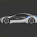 Futuristic Concept Car With Sleek White Body Blue Accents And Unique Wheels