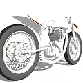 Vintage White Motorcycle With Brown Leather Seat Chrome Engine And Black Wheels