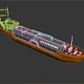 Orange LPG Bunkering Ship 3D Rendering