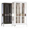 Modern Entryway Console Cabinet With Arched Glass Doors Dark And White Metal Handles Storage Design