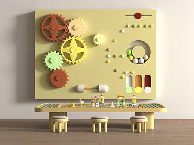 Modern Children's Building Blocks Tables and Chairs 3d model