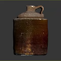 Hand Carved Clay Jar Sculpture With Reddish Brown Textured Surface And Lid