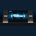 Modern Siemens SMO Stage with Lights and Large Screen Displaying Speed Up Your Next Station