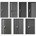 Security Doors With Various Dark Colored Panel Designs And Textured Surfaces 3d model