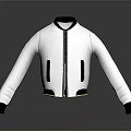 White Quilted Jacket With Black Collar Cuffs And Pockets Modern Design
