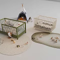 Green And Beige Kids Beds With Tepee Rugs Stuffed Toys And Decorative Items