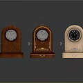 Three Classic Table Clocks Featuring Wooden Metal Bases And Decorative Details