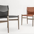 Modern Black And Brown Leather Dining Chairs With Wooden Frames