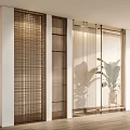 Modern New Chinese Partition Metal Partition Light Luxury Hollow Screen Partition Metal Mesh Partition Grille Screen Partition Wall 3d model