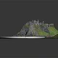 Detailed Ancient Castle Ruins Model With Rocky Terrain Green Grass And Stone Walls