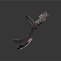 Intricate Mechanical Weapon With Metal Structure Hexagonal Components And Ring Design