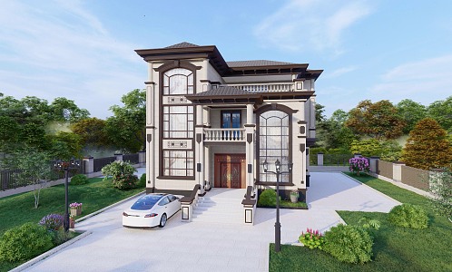 New Chinese Style Villa 3d model