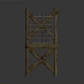 Rustic Wooden Chair With Crossed Slats And Handcrafted Sturdy Frame