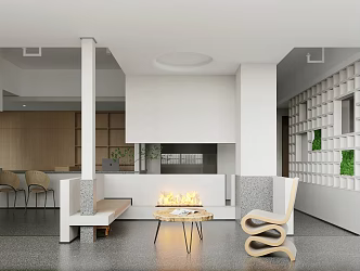 Modern Leisure Area Bookstore Study Room 3d model