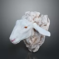 White Sheep Head Sculpture With Orange Eyes For Decorative