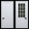 Modern White Hinged Doors With Glass Panel And Solid Design For Home Interior 3d model