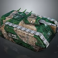 Detailed Camouflaged Military Tank With Green Brown Paint Turret And Tracks