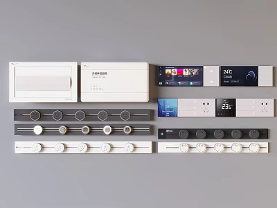 Various Modern Switch Panels With Different Designs And Color Options For Home Electrical Use 3d model
