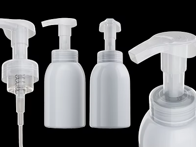 White Plastic Pump Bottles as Essential Bathroom Accessories for Liquid Dispensing 3d model