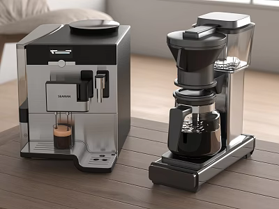 Automatic Espresso And Drip Coffee Makers On Modern Kitchen Countertop Essential Kitchen Appliances 3d model