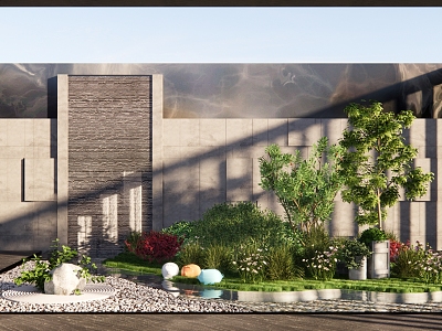 Modern courtyard landscape model