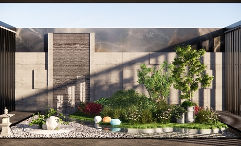 Modern courtyard landscape 3d model