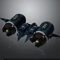 Blue Space Shuttle Models With Yellow Details Black Base And Thrusters For Space Exploration 3d model