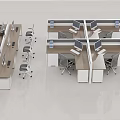 Modern Public Office Space With Cubicle Workstations Computers And Office Chairs 3d model