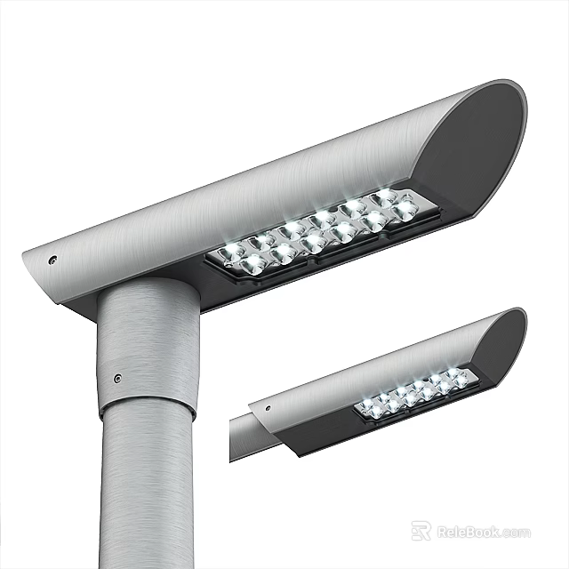 Outdoor Street Lighting Lamps with Metal Pole LED Bulbs and Modern Design for Road Illumination 3d model 